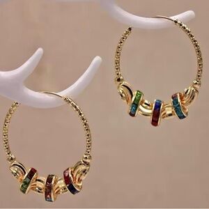 Elegant Gold Multicolor Hoop Earrings